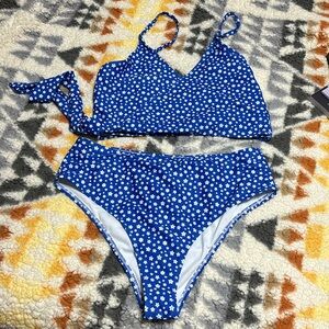 Blue floral wrap bikini